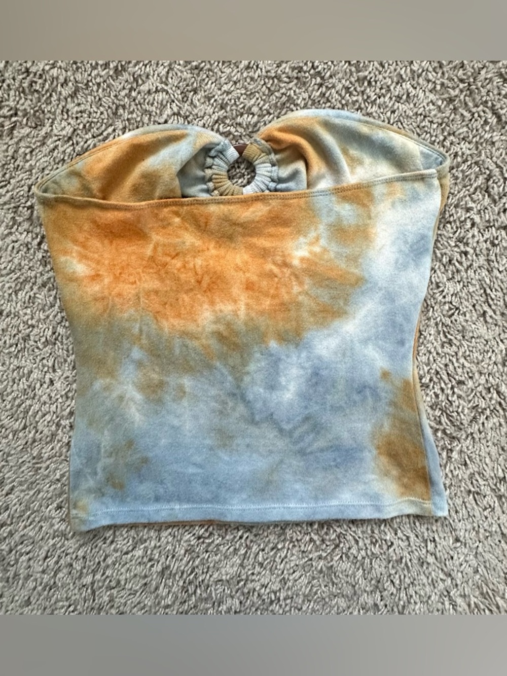 wild fable Strapless Tie-Dye Ring-Front Crop Top - Blue & Orange - Picture 2 of 3